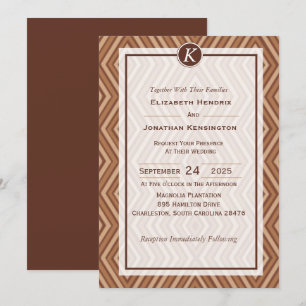 Monogramme Faire-part de mariage Brown et beige
