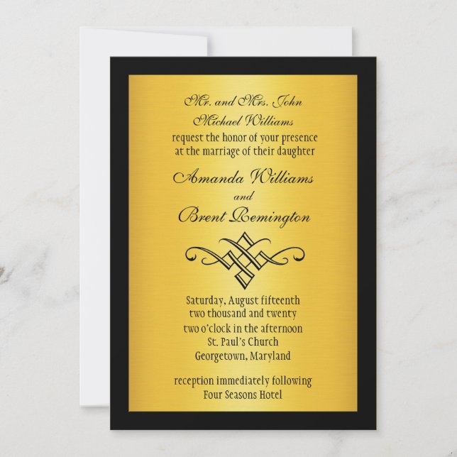 Monogramme Faire-part de mariage or (Devant)