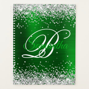 Monogramme fantaisie en papier d'aluminium vert ém
