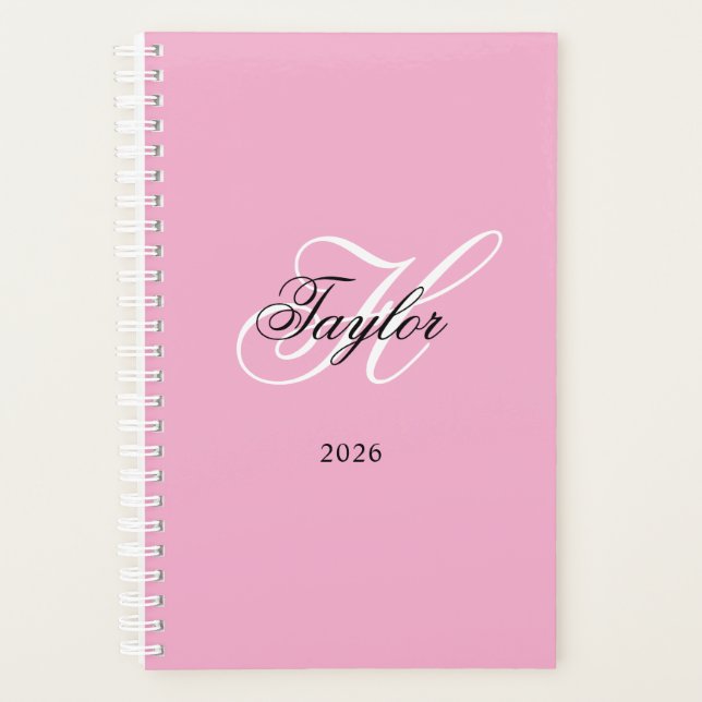 Monogramme fantaisie noir et blanc Rose (Devant)
