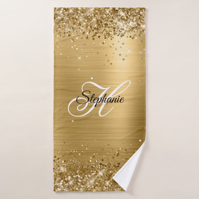 Monogramme fantaisie pailleté or métallisé (Serviette de bain)