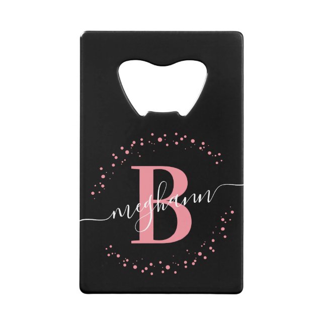 Monogramme Féminin Simple Rose Noir (Devant)
