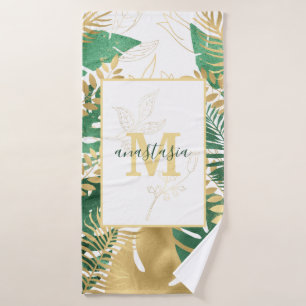 Monogramme Feuille vert doré moderne