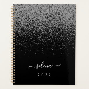 Monogramme fille pailleté argent noir