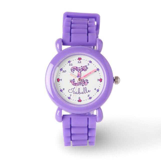 Monogramme filles I doodle coeur art nom montre (Recto)