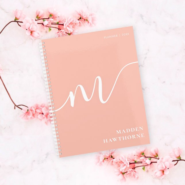 Monogramme fillette Calligraphie Coral Blush rose (Créateur téléchargé)