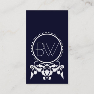 Monogramme fleurit [bleu] Carte de visite