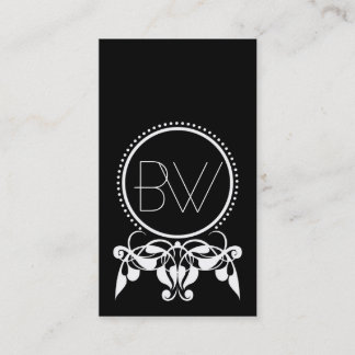 Monogramme fleurit [noir] Carte de visite