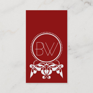 Monogramme fleurit [rouge] Carte de visite