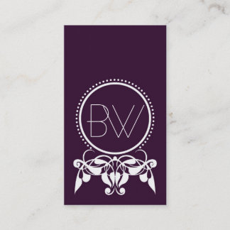 Monogramme fleurit [violet] Carte de visite