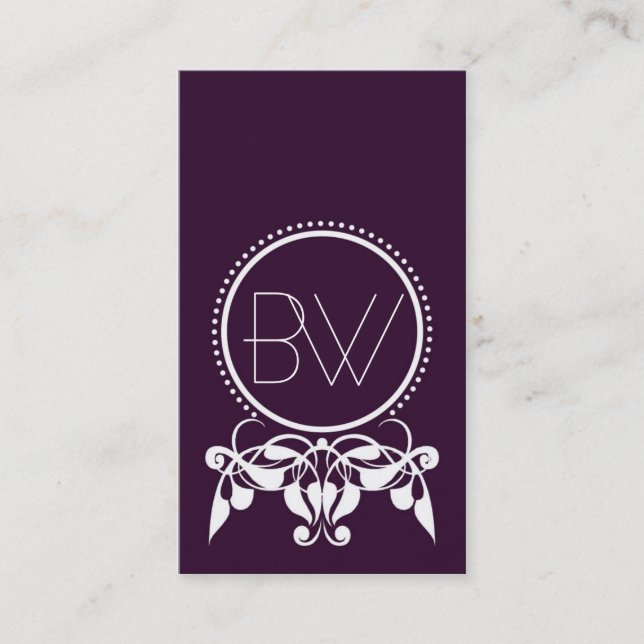 Monogramme fleurit [violet] Carte de visite (Devant)