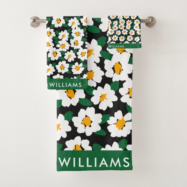 Monogramme Fleurs Élégant Ensemble De Serviettes D (En situation)