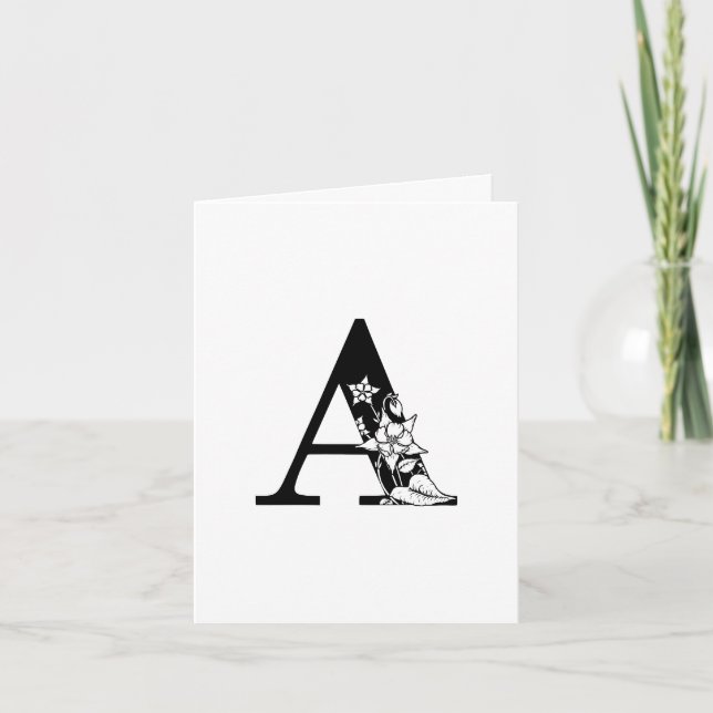 Monogramme floral A sur carte blanche (Devant)