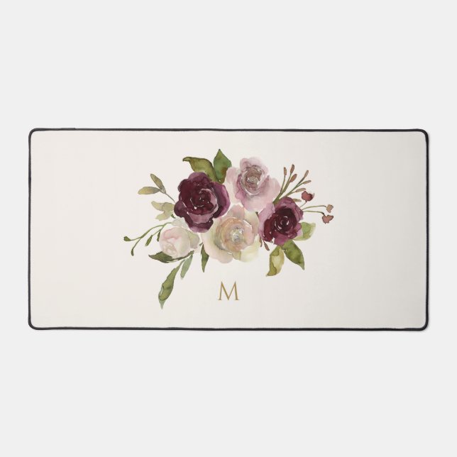 Monogramme Floral Aquarelle Rose Bourguignon Moder (Recto)