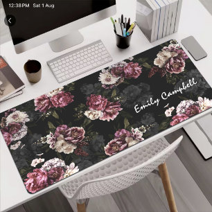 Monogramme Floral Blanc Rose Luxueux et Sombre