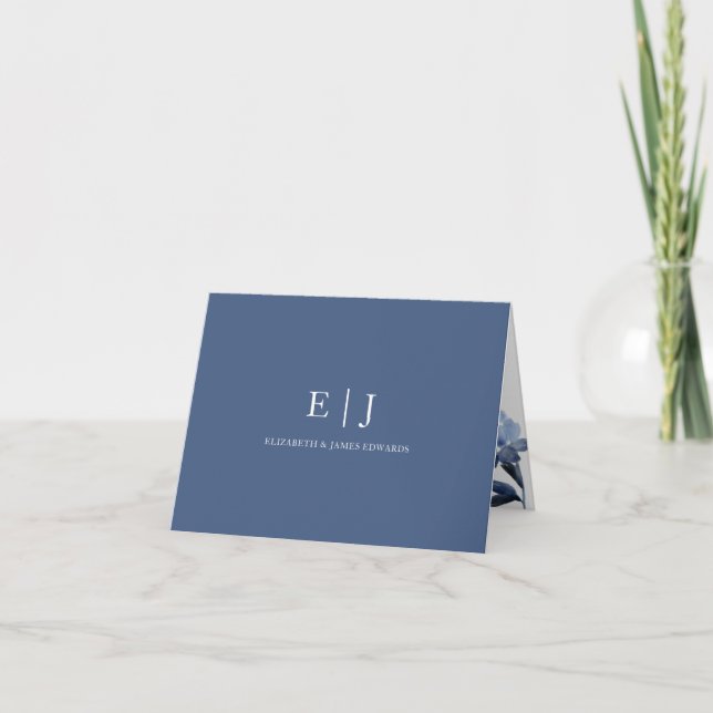 Monogramme Floral Bleu Initiales de Couple Personn (Devant)