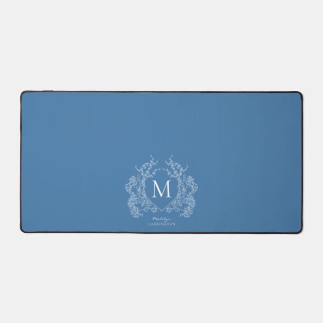 Monogramme Floral Bleu Moderne (Recto)