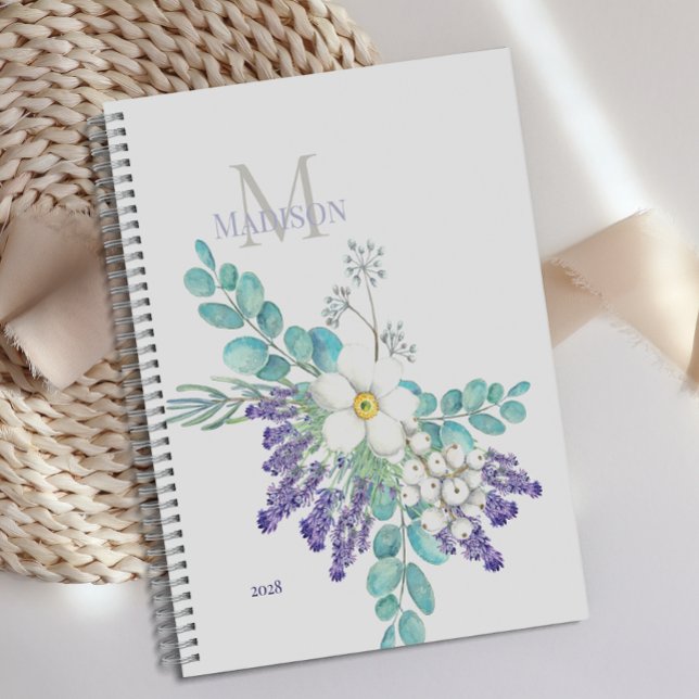 Monogramme floral botanique à l'eucalyptus lavande (Créateur téléchargé)
