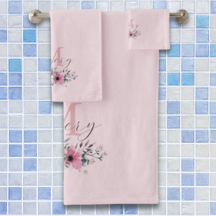 monogramme floral botanique chic rose