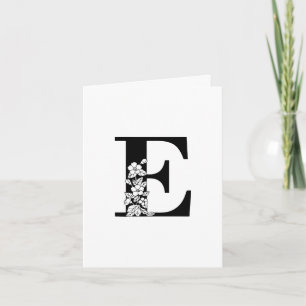 Monogramme Floral E sur carte à billets blancs