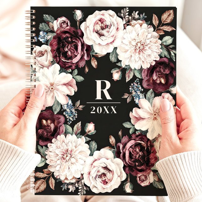 Monogramme Floral Élégant et Sombre de Luxe (Créateur téléchargé)