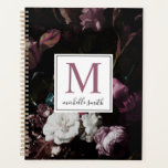 Monogramme floral foncé moderne<br><div class="desc">Élégant Monogramme floral foncé Nom de script Carnet du planificateur. Personnalisez votre planificateur avec un nom monogramme personnalisé arrière - plan initial et fleurs sombres. Caractéristiques de police serif classique monogramme et calligraphie manuscrite typographie.</div>