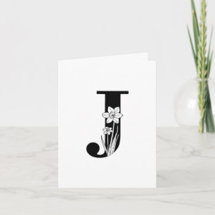 Monogramme Floral J sur carte à billets blancs