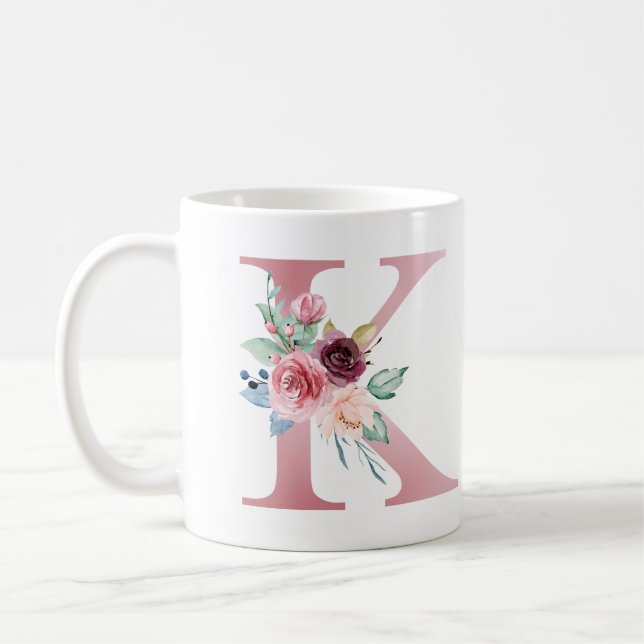 Monogramme floral K Mug (Gauche)