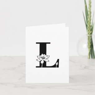 Monogramme floral L sur carte à billets blancs