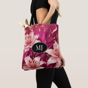 Monogramme floral Magenta Gold Sac fourre-tout per