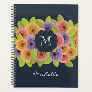 Monogramme floral moderne avec planificateur de no