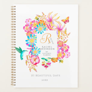 Monogramme floral mystique en fleurs blanc