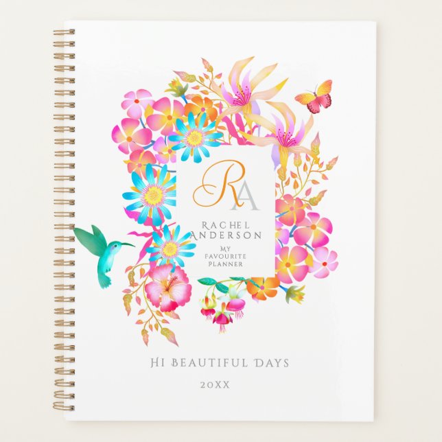 Monogramme floral mystique en fleurs blanc  (Devant)