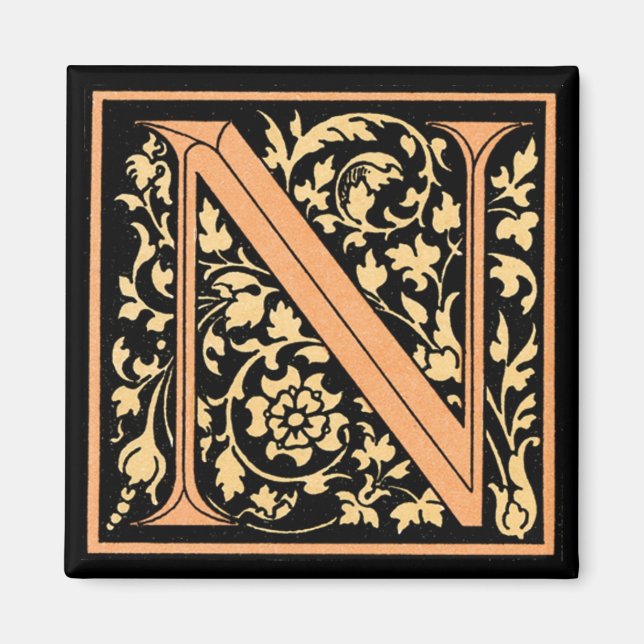 Monogramme floral 'N' - Aimant (Devant)