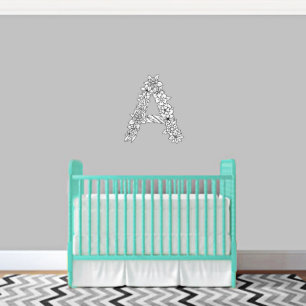 Monogramme floral noir et blanc unique M Décal mu