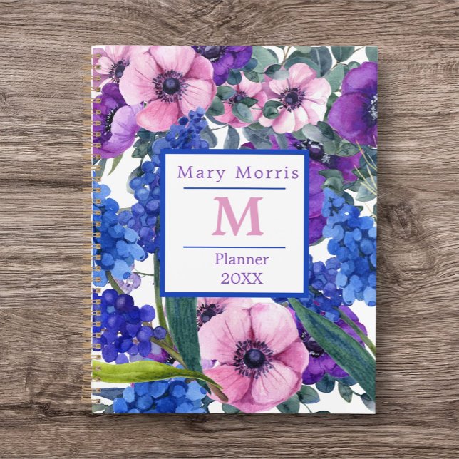 Monogramme Floral Nom et date Journal/ (Monogrammed Name Date Planner/Journal. Customize for yourself or for a gift.)