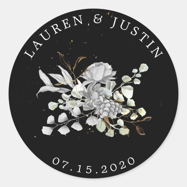 monogramme floral or argent dramatique Sticker (Devant)