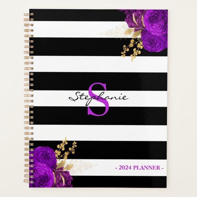 Monogramme Floral Or Purpurea Rayures Noires 2024 (Devant)