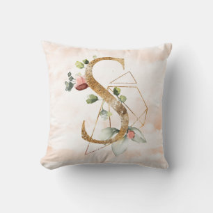 Monogramme Floral Or S Coussin
