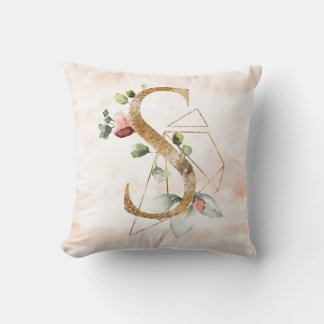 Monogramme Floral Or S Coussin