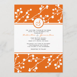 Monogramme floral orange blanc Faire-part de maria