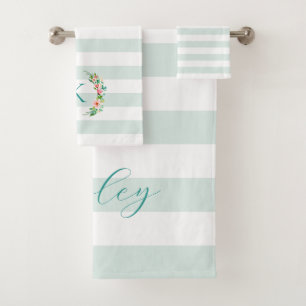 Monogramme floral paradis et rayures