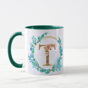 Monogramme floral personnalisé, de A à Z Mug