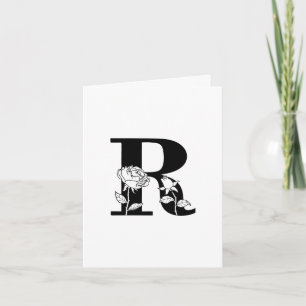 Monogramme Floral R sur carte à billets blancs