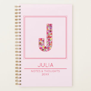 Monogramme floral rose pâle moderne Lettre J