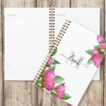 Monogramme floral rose personnalisé<br><div class="desc">Ajoutez une touche de beauté botanique à votre bureau à domicile ou à l'essentiel de l'école avec ce monogramme rose floral design. Doté de pivoines délicates et de fleurs d'inspiration boho, ce nom personnalisé et étiquette initial apporte une touche estivale douce à votre planificateur, à votre journal ou à votre...</div>