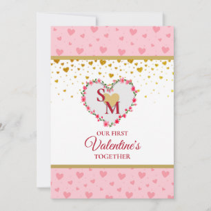 Monogramme floral Saint-Valentin avec cœur en or