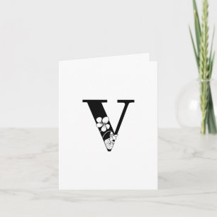 Monogramme Floral V sur blanc