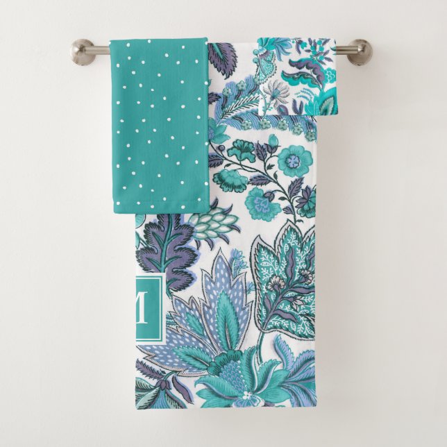 Monogramme floral Vintage Boho bleu (En situation)