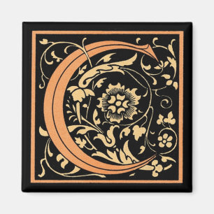 Monogramme floral vintage "C" - Aimant